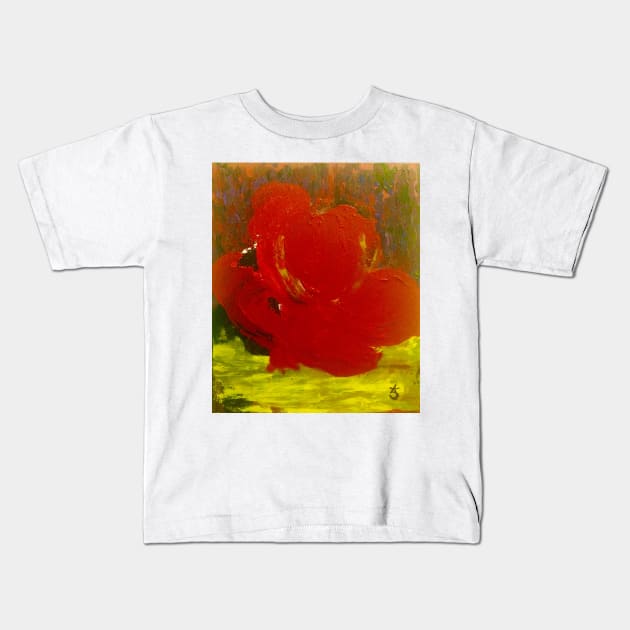 Abstract in Nature Red Rose Kids T-Shirt by ANoelleJay